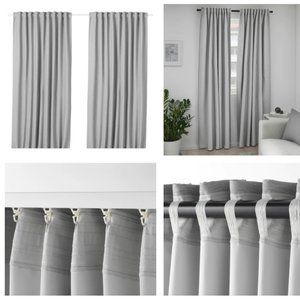 2 PAIRS 4 PANELS IKEA VILBORG Room darkening curtains each color GREY 57" x 98"